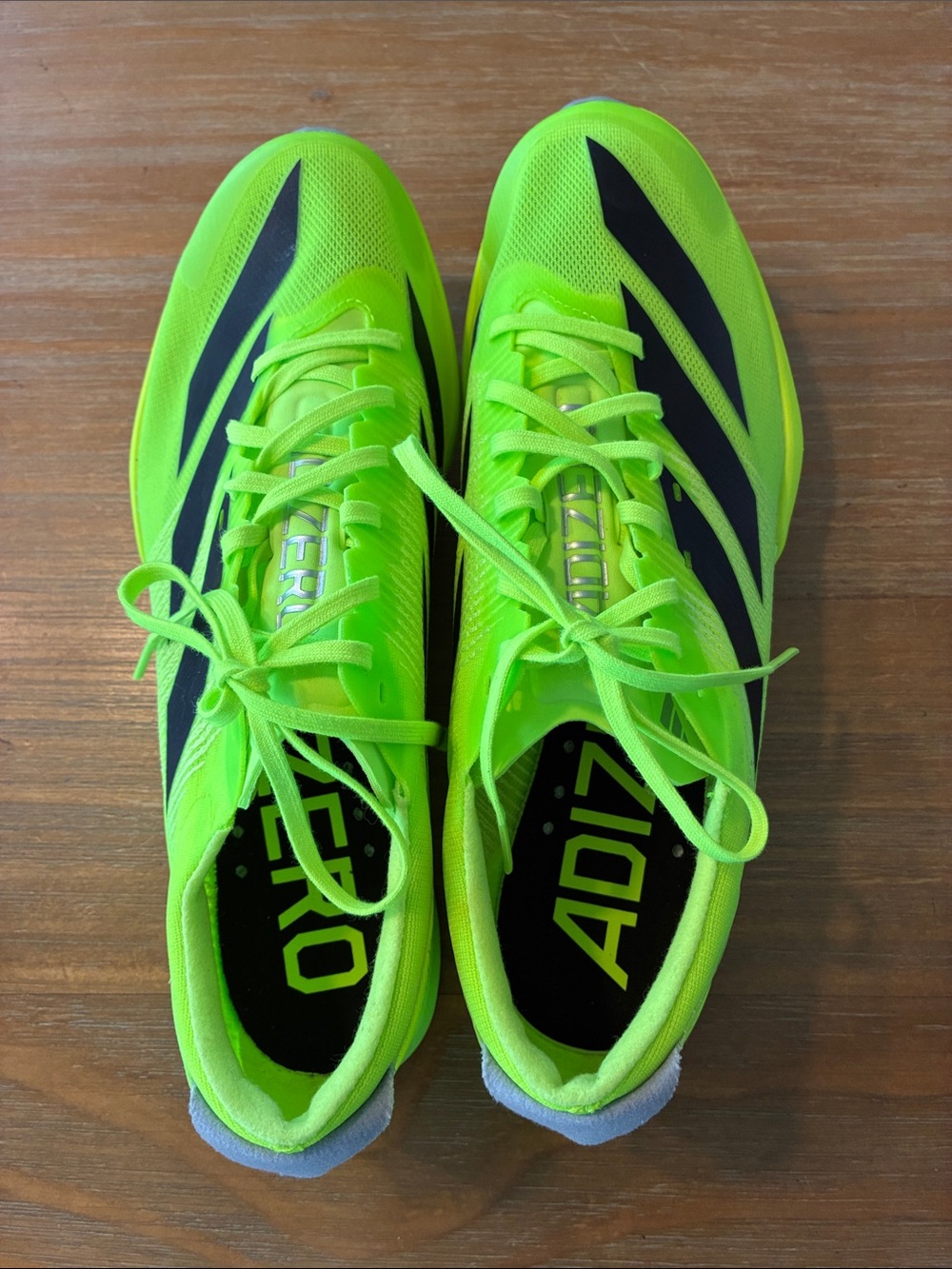 adidas Neon Yellow Athletic Track and Field Running Shoes with Black Accents 8.5